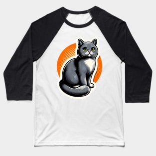 gray cat with orange background Baseball T-Shirt